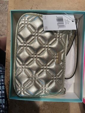 kate spade Metallic Quilted Wristlet in Shimmering Gold